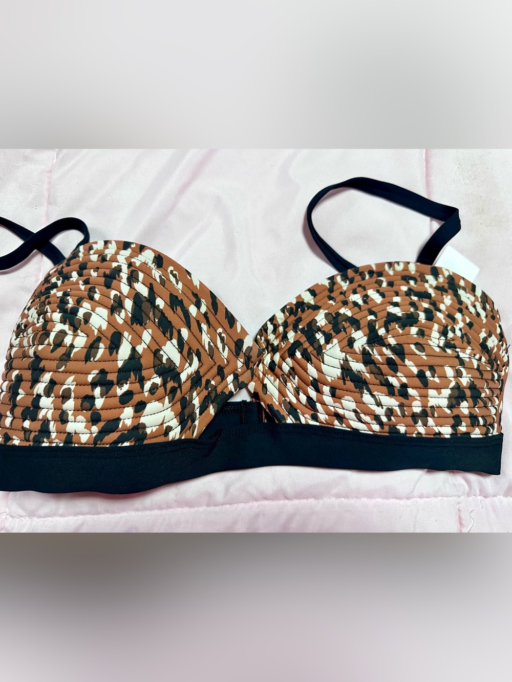 NWT Leopard Print Bikini Top in Brown and Black